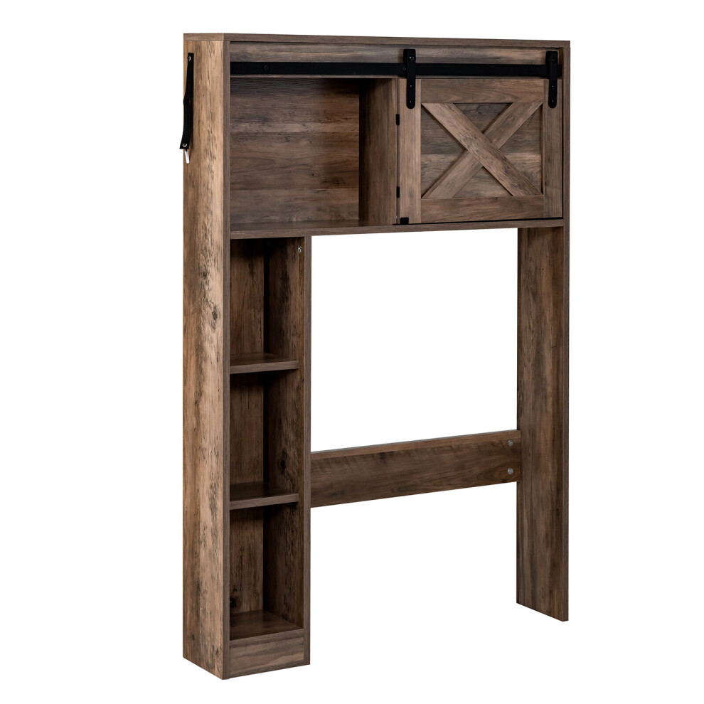 Costway Brown Over The Toilet Storage Cabinet Freestanding Bathroom Storage Shelves