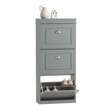 SoBuy FSR94-HG Grey 3-Drawer Shoe Cabinet | 53x24x117cm, 24cm Depth, Narrow Hallway Storage