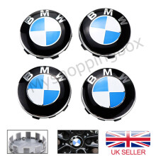 56mm 4-Pack Blue & White BMW Alloy Wheel Centre Caps - ABS/Aluminium, Weatherproof Replacement