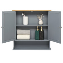 Bathroom Wall Cabinet Storage Wooden Cupboard with Mirror Door Shelves