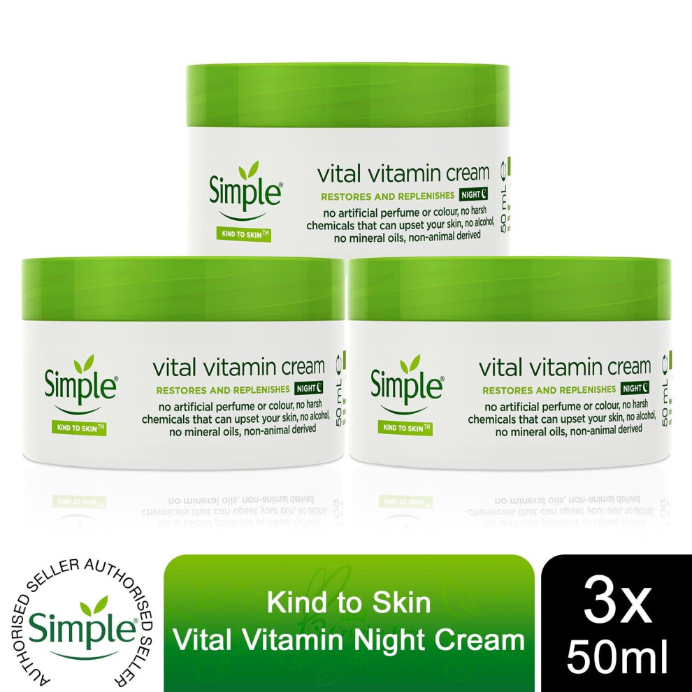 3x Simple Kind To Skin Vital Vitamin Night Cream For Sensitive Skin