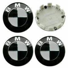 (Black+White) 4x 68MM Car BMW Wheel Centre Caps Hub Cover Badge Alloy