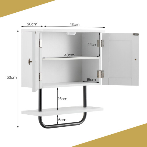 Costway Bathroom Wall Cabinet Wall-Mounted Space Saving Storage Cabinet 1