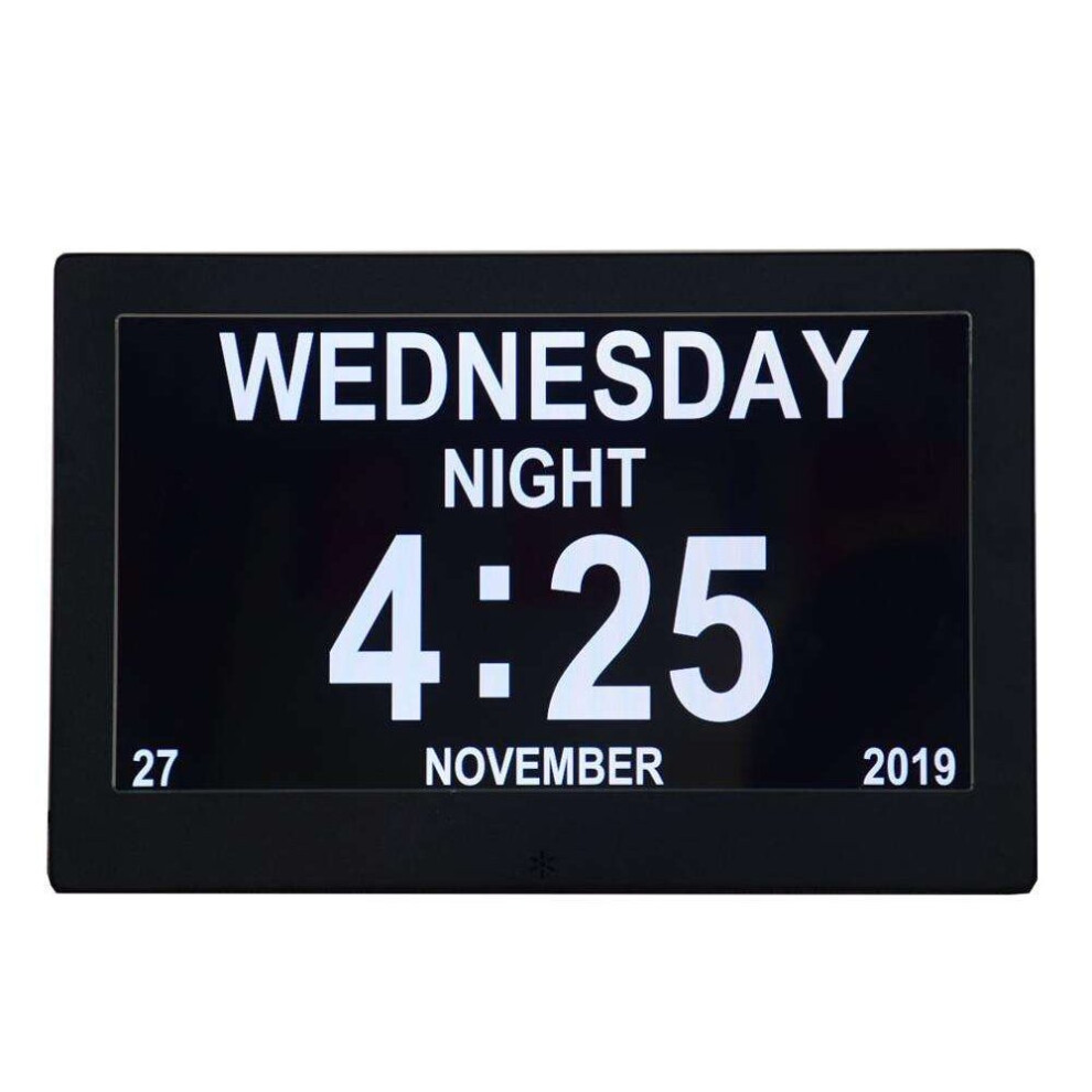 (Digital Alarm Clock, 8 Inch) Digital Photos Frame Dementia Calendar Alarm Clock Black 7552102978693