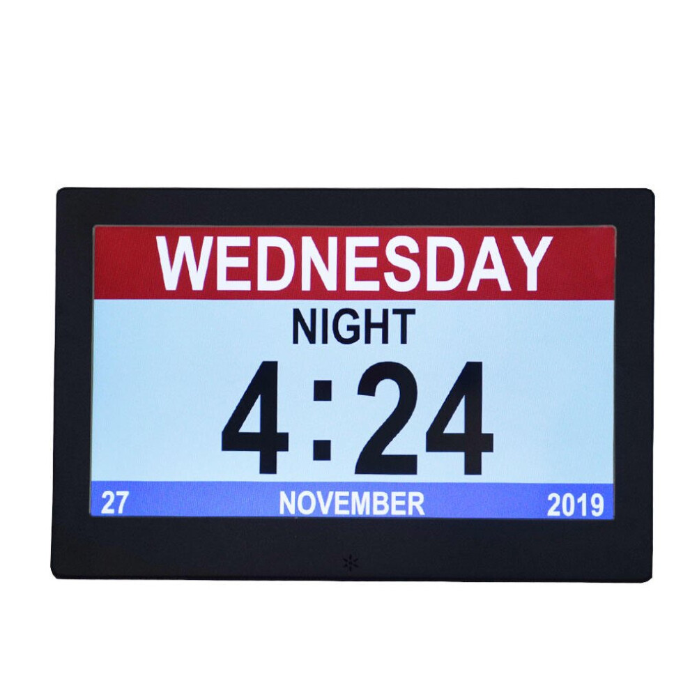 (Digital Alarm Clock, 10 Inch) Digital Photos Frame Dementia Calendar Alarm Clock Black 7552102978709