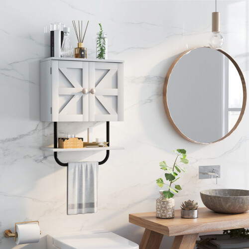 Costway Bathroom Wall Cabinet Wall-Mounted Space Saving Storage Cabinet 2
