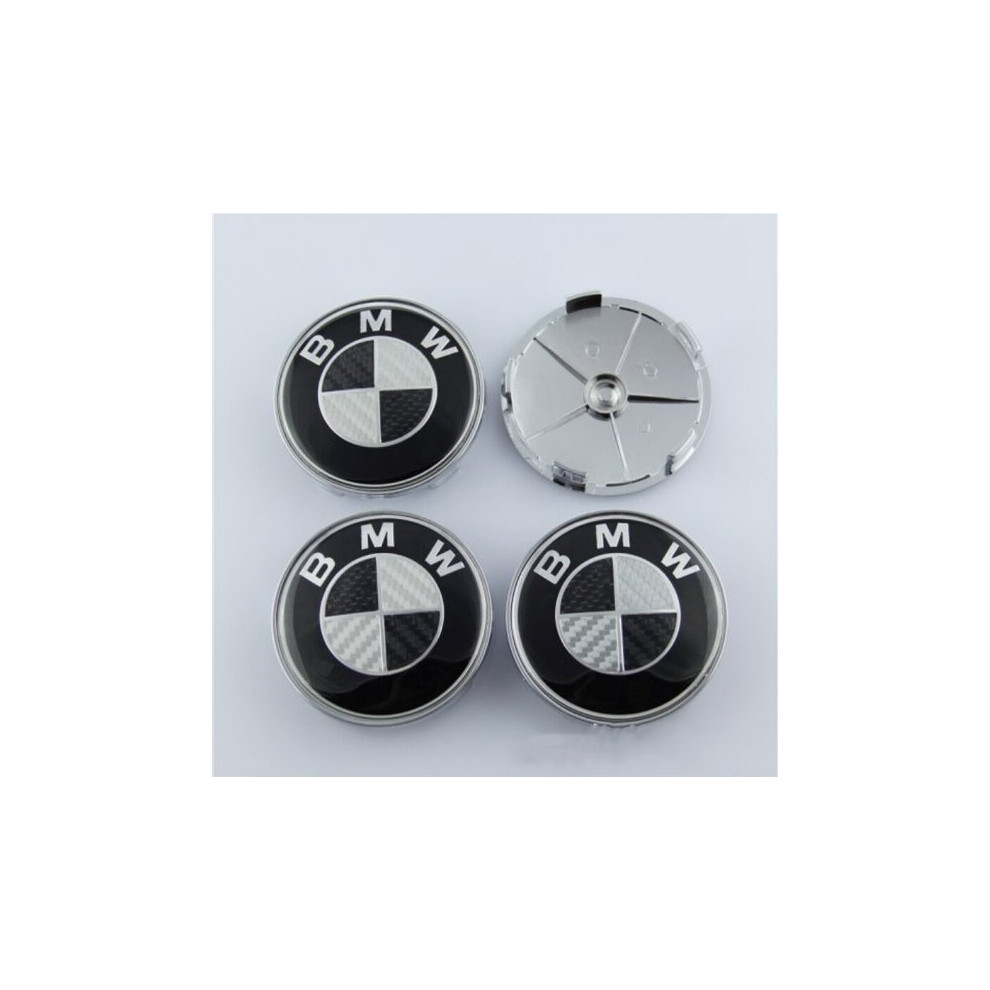 (Carbon ) 4X Bmw Wheel Centre Caps Hub Cover Emblem Carbon Fibre 68Mm Black 727007052060