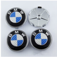 (Carbon Blue) 4X BMW Wheel Centre Caps Hub Cover Emblem Carbon Fibre 68mm