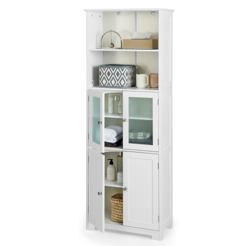 Costway Tall Bathroom Storage Cabinet Freestanding Kitchen Pantry Cupboard