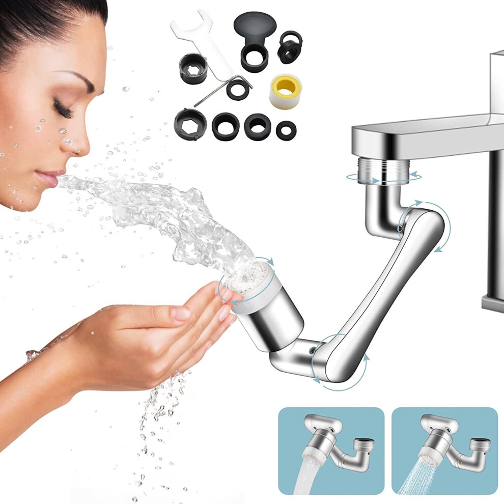 Faucet Extender,1440 Degree Rotatable Faucet Aerator Faucet Extender 2 Water Outlet Modes Adaptor,Rotatable Multifunctional Faucet Splash Proof 781238423112