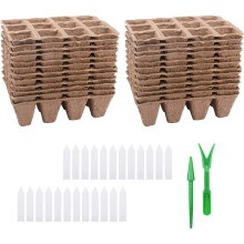12 Pack Planting Tray - 144 Cells Biodegradable Peat Pots Sapling Germination Trays with 12 Pcs Plant Labels