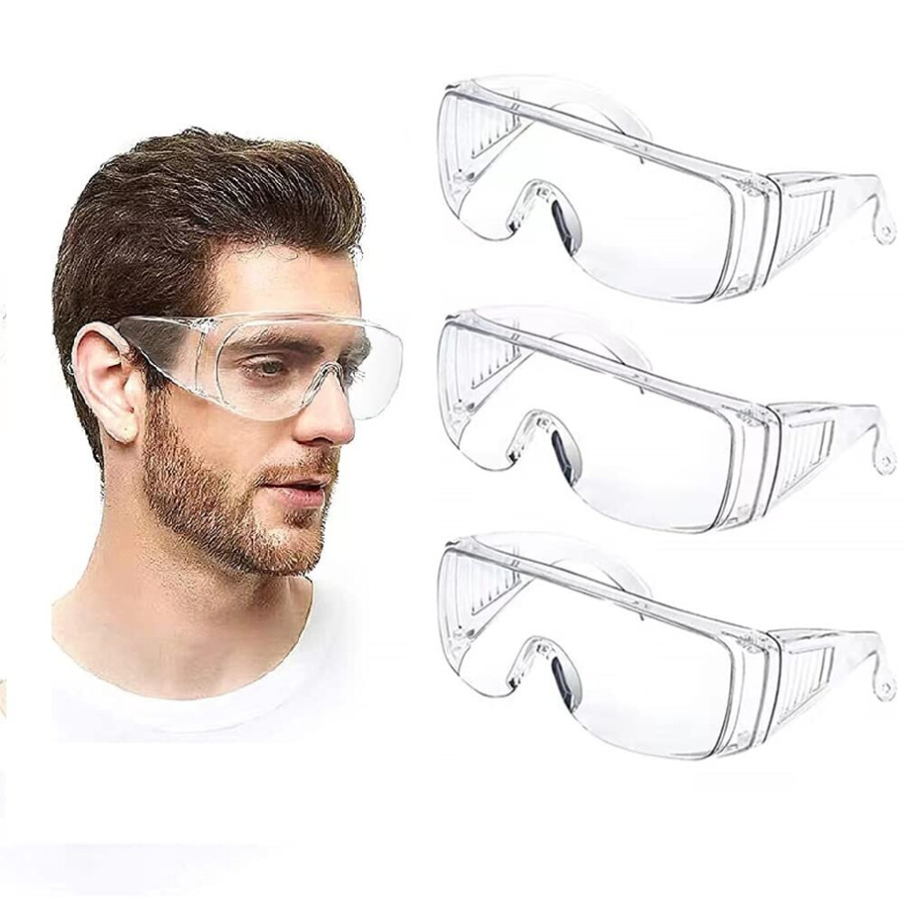 Anti Fog Safety Glasses, Safety Goggles Over Eyeglasses Pack Of 3, Anti Dust Impact Scratch Resistant Splash Proof Chemical Wrap Around Eye Prote 715279388727