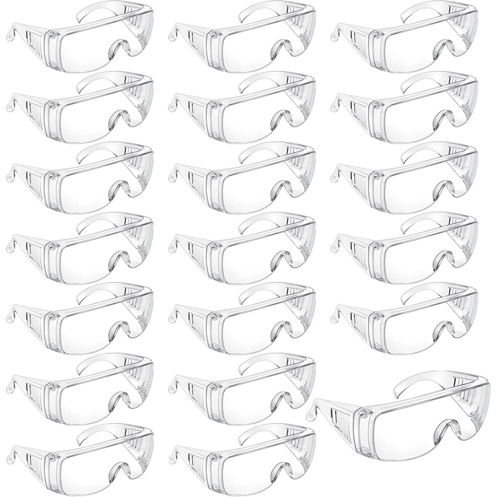20 Pairs Safety Glasses Anti Fog Anti Dust Impact Safety Goggles Clear Scratch Resistant Splash Proof Wrap Around Eye Protective Eyewear Over Eye 715279388758