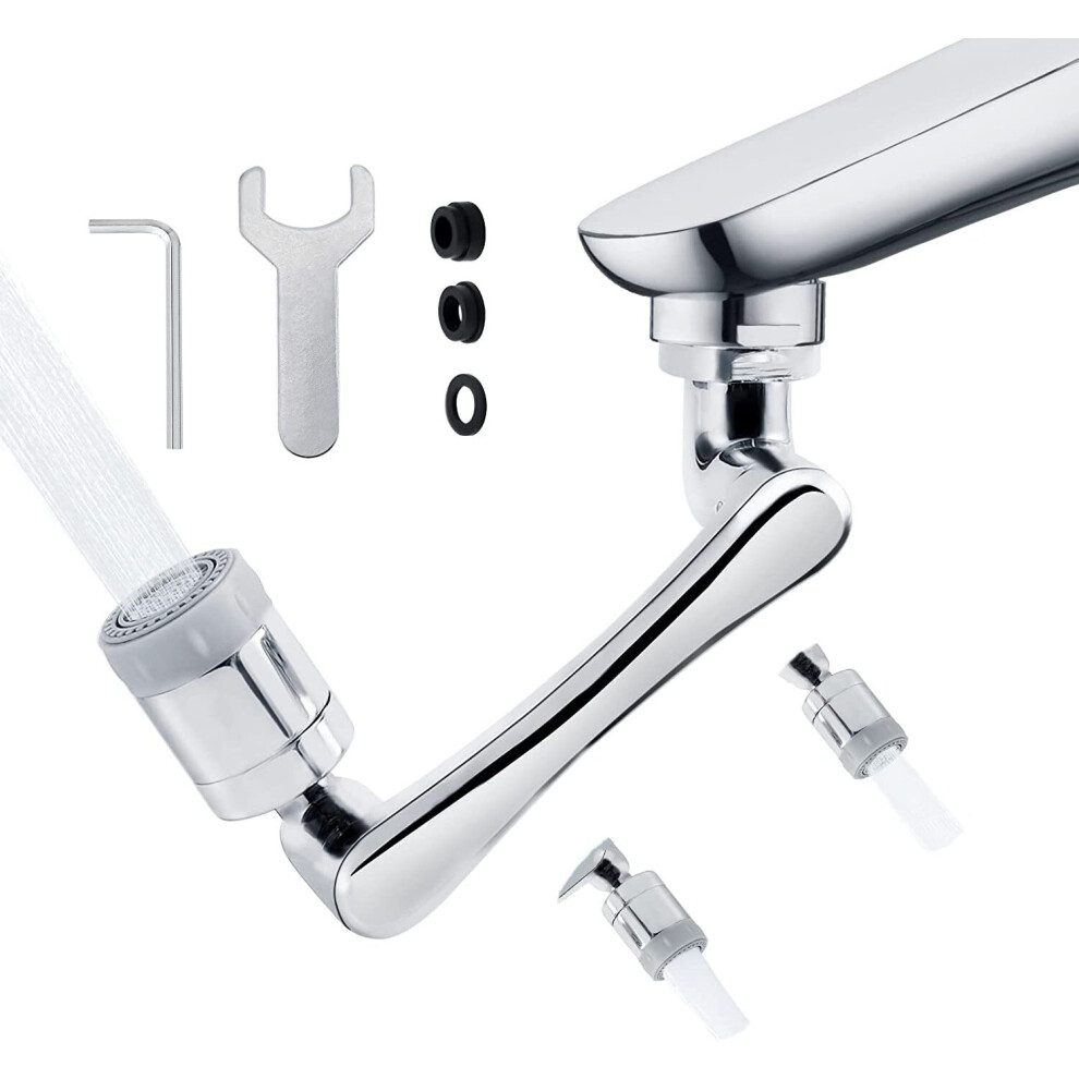 Faucet Extender, 1440Â¡Ã£ Universal Mechanical Arm Swivel Faucet Aerator With 2 Anti-Splash Water Modes, Used 781238423426