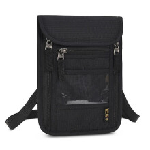 (Black) Rfid Blocking Passport Holder Travel Neck Bag Document Organizer Wallet