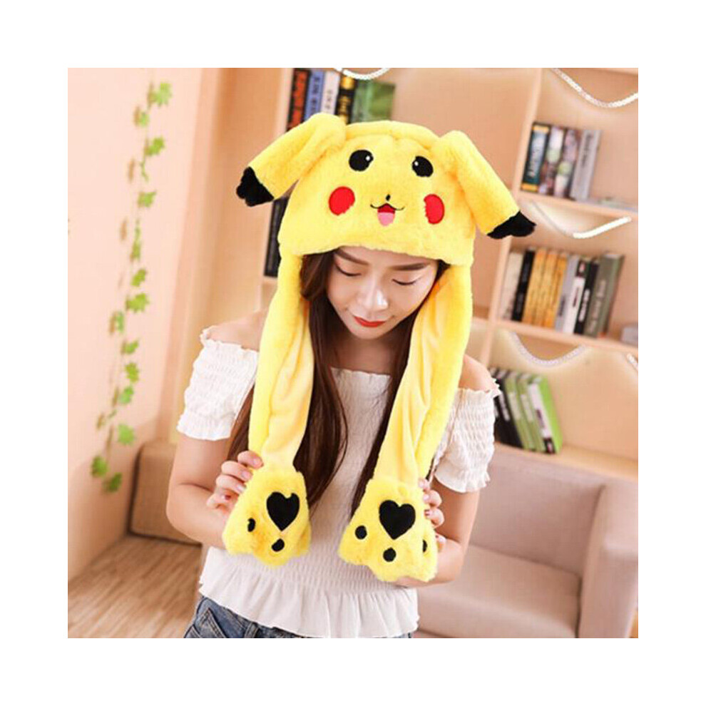 Fymnsi (Pikachu) Funny Hat With Moving Ears,Cute Bunny Ear Hat Multicoloured