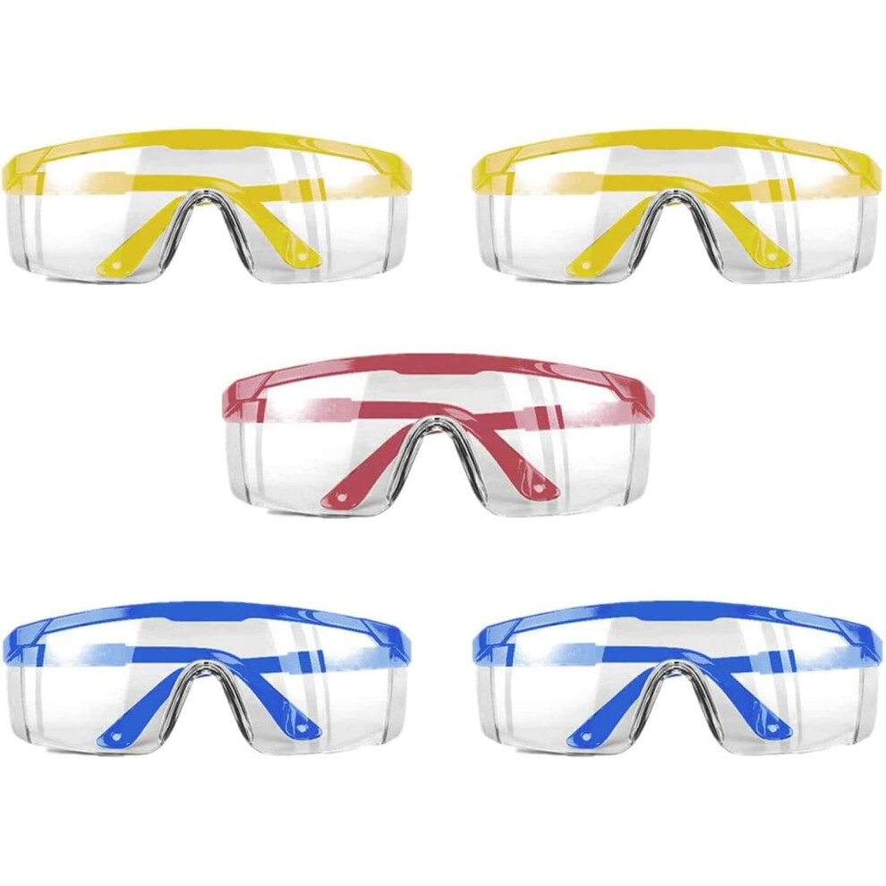 5 Pack Safety Goggles Glasses Protective Eyewear Goggles Eyeglasses Clear Anti-Fog/Anti-Scratch Lenses Goggles With Adjustable Temple 715279389069