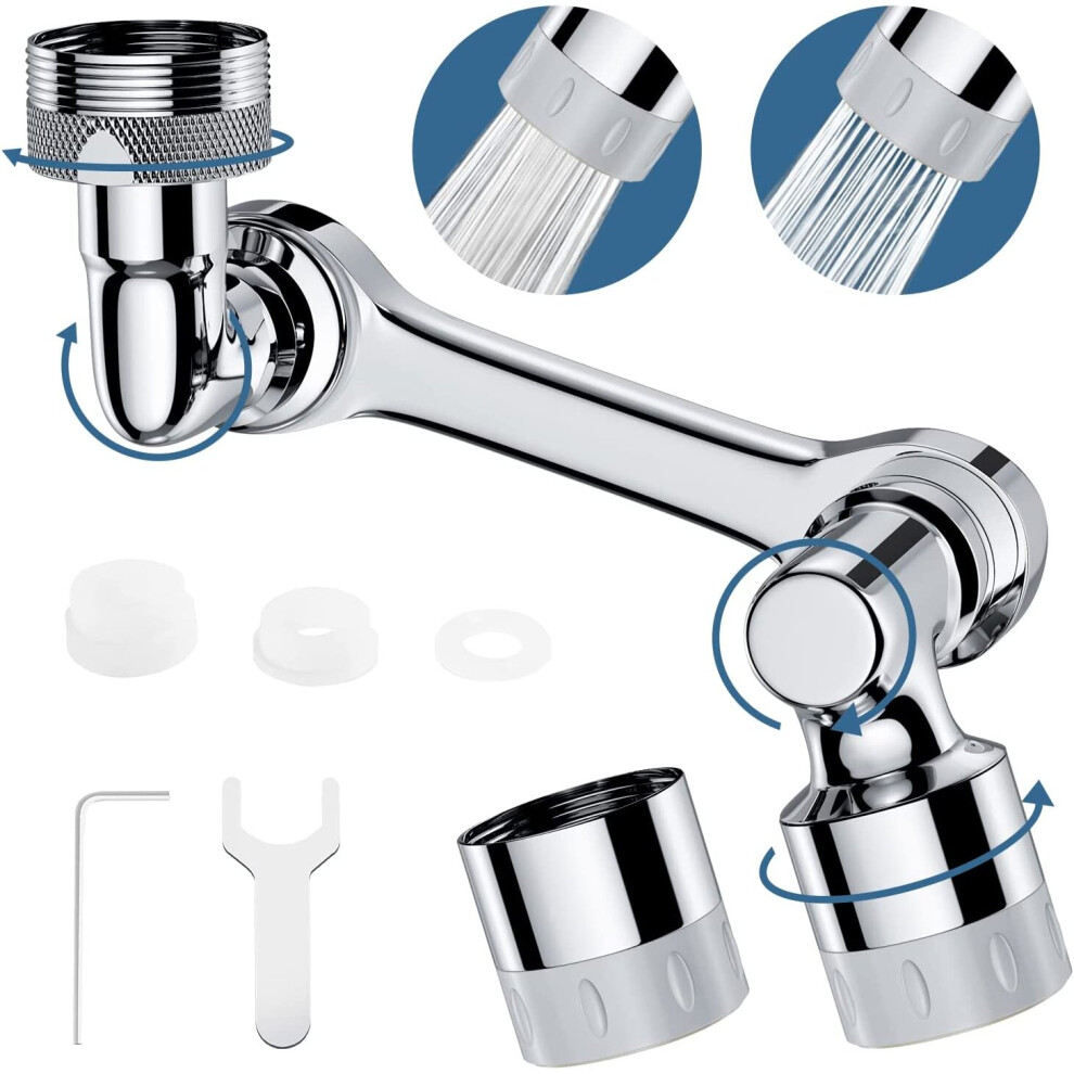 Faucet Extender Aerator Attachment, Sink Faucet Universal 1080 Rotation Sprayer Attachment, Kitchen Bathroom Faucet Extensionblack Silver 781238423716
