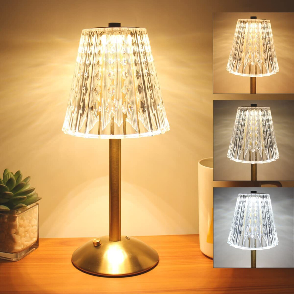 Crystal Cordless Table Lamp Dimmable LED Bedside Table Lamp