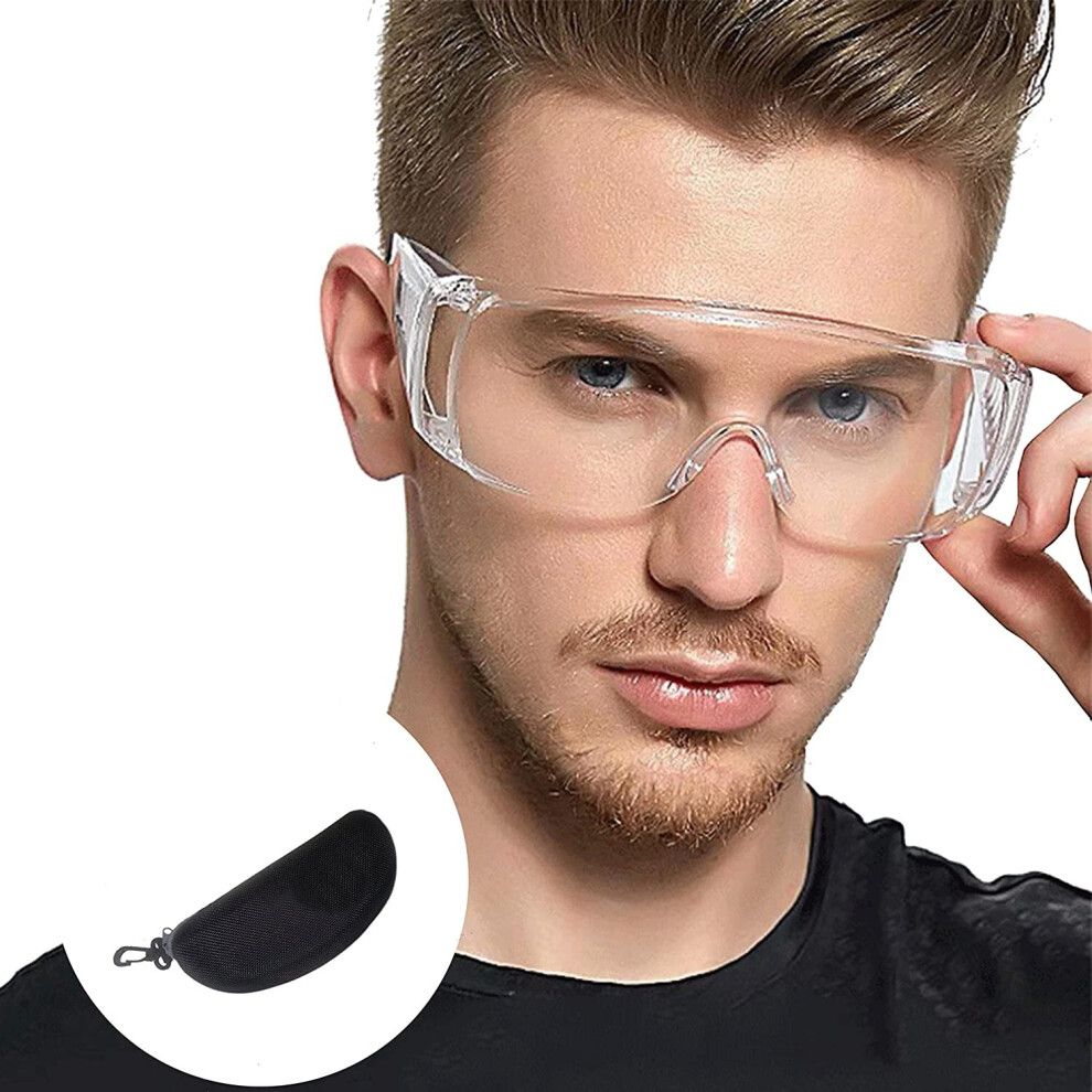 Safety Glasses With Hard Case & Anti Fog Scratch Resistant Clear Lens, Fit Over Eyeglasses 715279389182