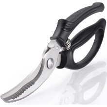 Poultry Shears, Heavy Duty Spring Loaded Stainless Steel Sharp Hard Kitchen Scissors with Safety Lock Meat Scissors
