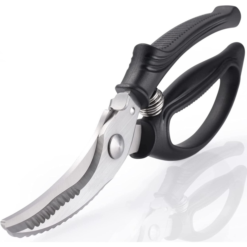 Xinyu Poultry Shears, Heavy Duty Spring Loaded Stainless Steel Sharp Hard Kitchen Scissors With Safety Lock Meat Scissors