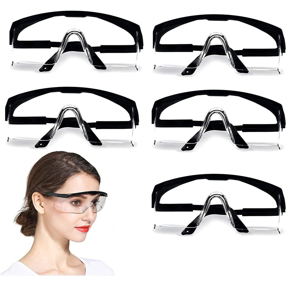 5 Pack Safety Glassesadjustable Wide-Vision Protective Glasses, Lightweight Fog-Proof Safety Goggles 715279389229