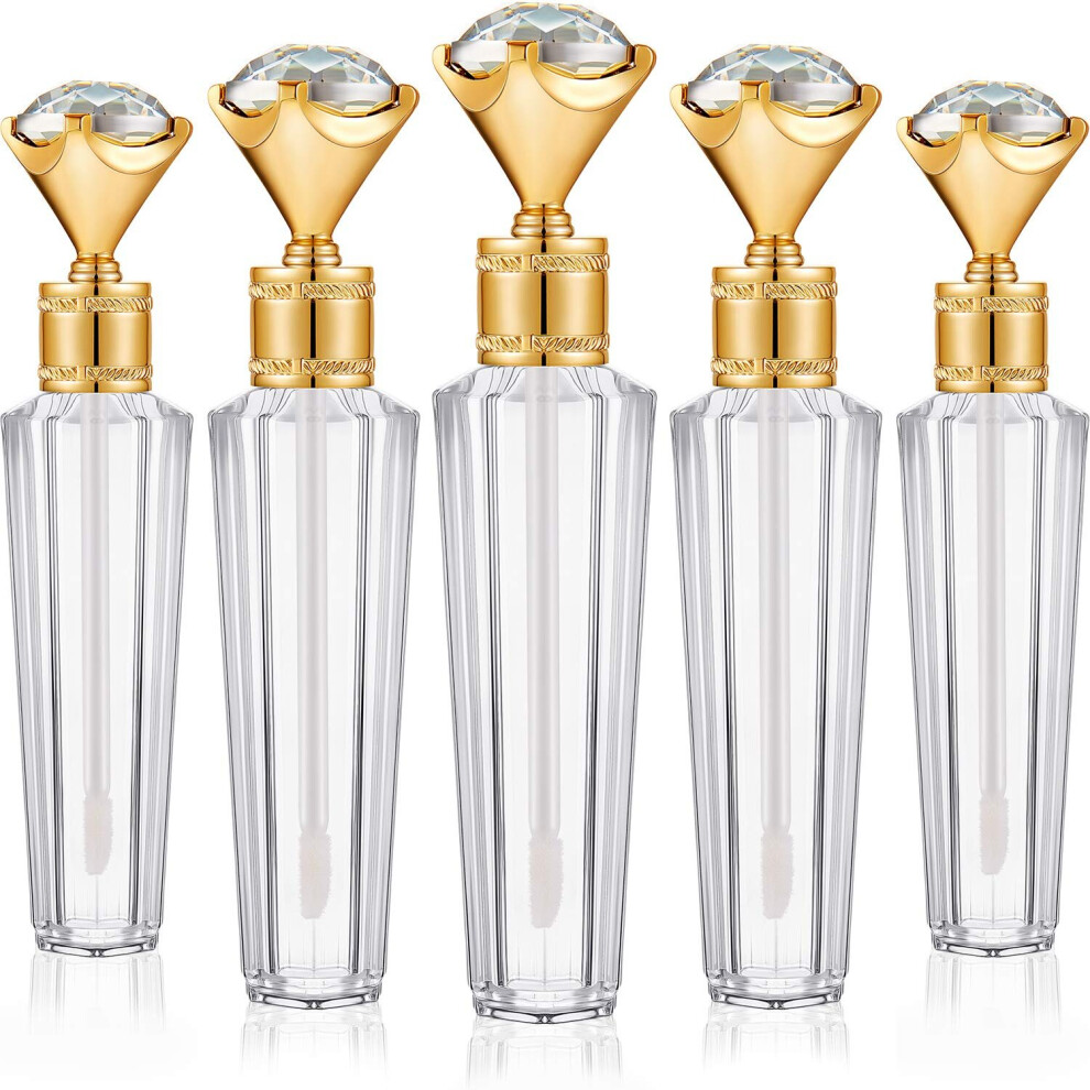 Xinyu 15 Pieces Mini Lip Gloss Tube Clear Faux Diamond Wand Empty Plastic Lip Balm Tube Bottle Container Refillable With 3 Pieces Plastic Funnels Reusa