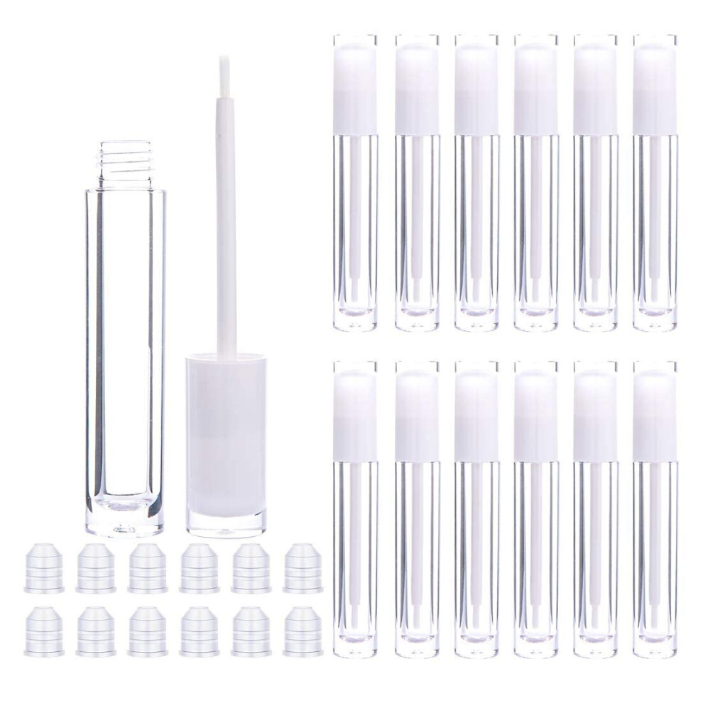 Xinyu White Lip Gloss Brush Wand Tubes Empty, 12 Pack 5Ml Lip Gloss Containers With Wand, 12 Lip Gloss Tubes With Rubber Stoppers