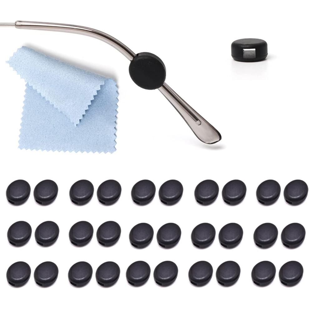 Xinyu Silicone Eyeglasses Temple Tip Sleeve Retainer, 15 Pairs Anti-Slip Round Comfort Glasses Retainers, Frame Grips