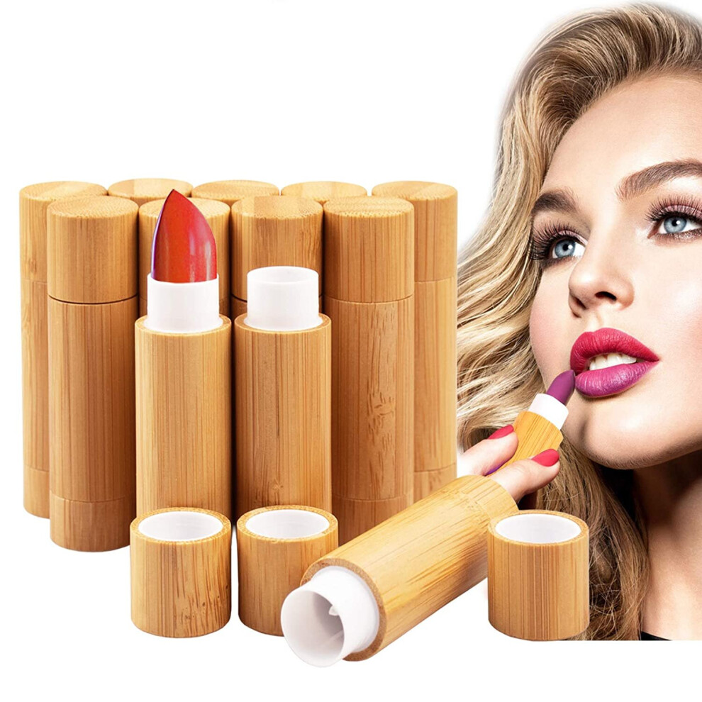 Xinyu Clear 12Pcs Bamboo Empty Lipstick Tubes, 5.5G Refillable Diy Lip Balm Tube Containers With Pp Plastic Inner, Cosmetic Lipstick Lip Gloss Deodoran