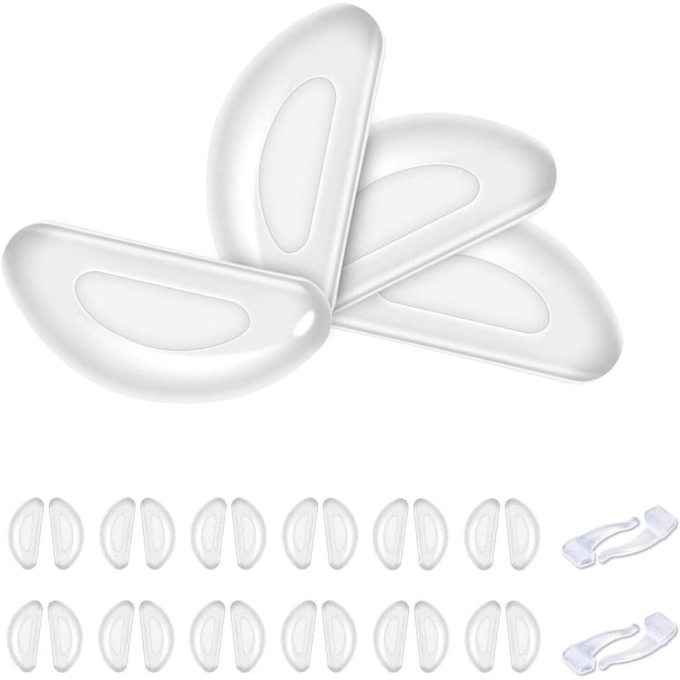 Xinyu 12 Pairs Eyeglass Nose Pads, Transparent Anti-Slip Nosepads, Stick On Anti-Slip Soft Silicone Adhesive Nose Pads
