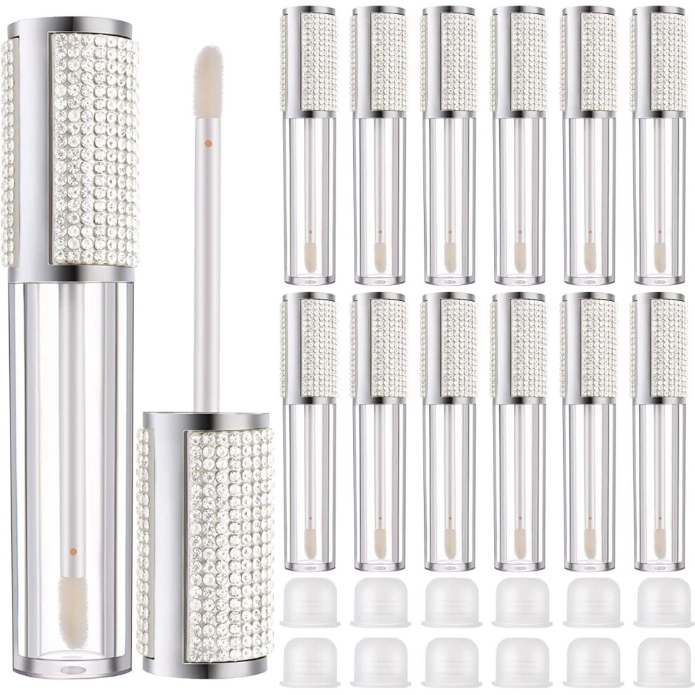 Xinyu 12 Pieces Crystal Rhinestone Lip Gloss Tubes Empty Lip Gloss Bottles Refillable Rhinestone Lip Gloss Container Lip Balm Tubes Plastic Cosmetic Bo