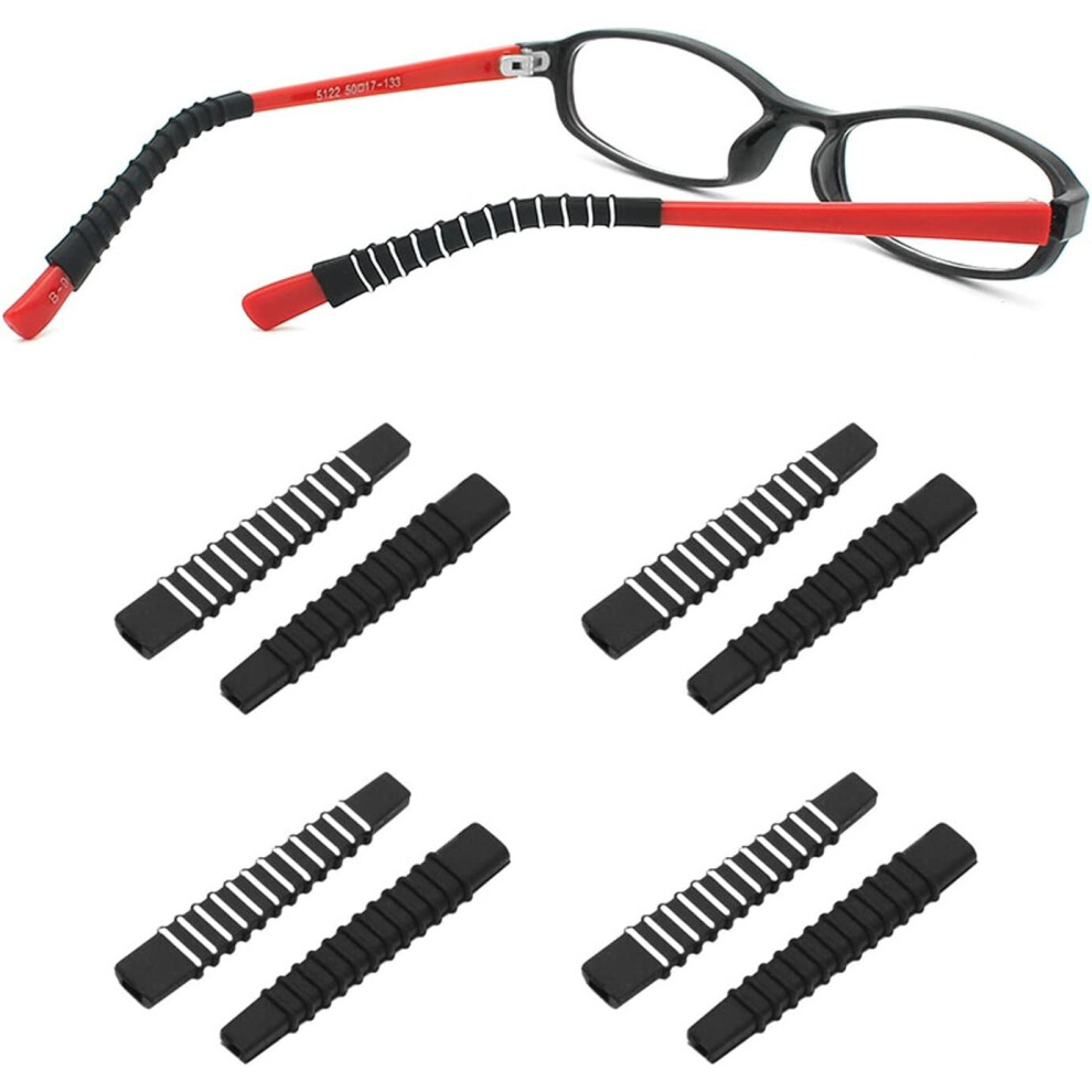 Xinyu Glasses End Tip Grips, Silicone Elastic Comfort Eyeglass Temple Tips, Anti-Slip Ear Sock Pieces Tube Sleeve Retainer4 Pairs