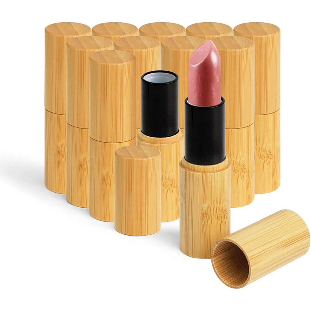 Xinyu 12Pcs Bamboo Empty Lipstick Tubes, Refillable 5.5G Diy Lip Balm Tube Containers With Rotable Plastic Inner, Cosmetic Lipstick Lip Gloss Case Hold