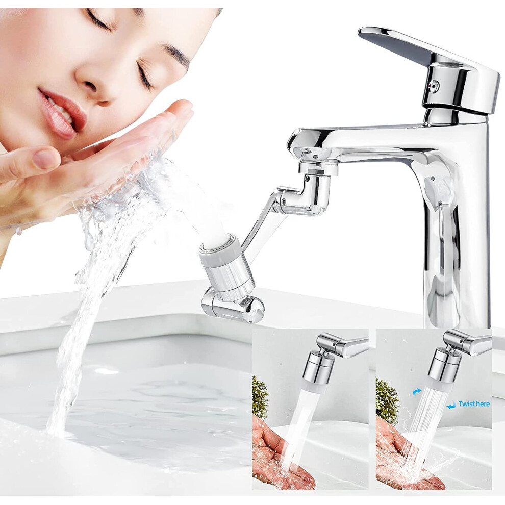 1440Â¡Ã£ Rotating Faucet Extender Universal, Bathroom Faucet Extender Withtwo Water Outlet Modes All Copper Swivel Faucet Attachment 781238422009