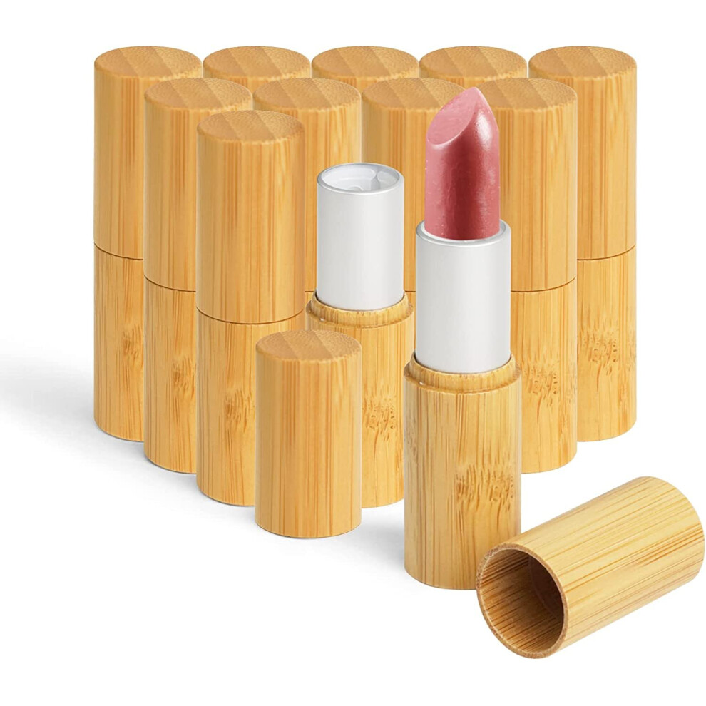 Xinyu 12Pcs Bamboo Empty Lipstick Tubes, Refillable 5.5G Diy Lip Balm Tube Containers With Rotable Plastic Inner, Cosmetic Lipstick Lip Gloss Case Hold