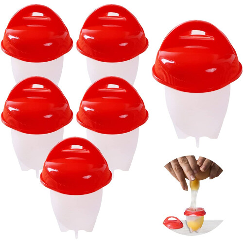 6 Pcs Egg Cooker, Silicone Non-stick Egg Boiler, No Shell Egg Cook Cups, Fast Poaching Egg