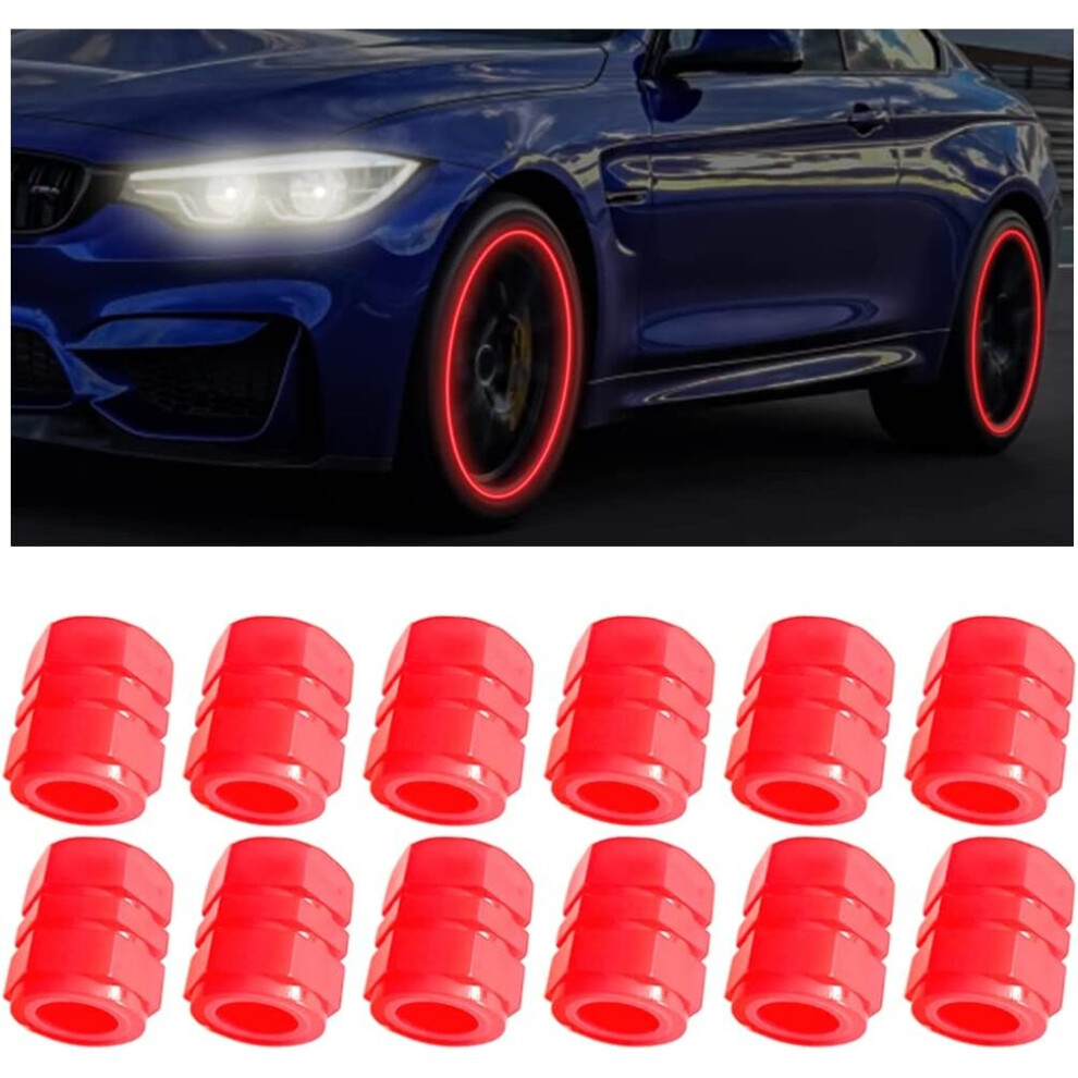 12Pcs Fluorescent Car Tire Valve Stem Caps, Luminous Wheel Valve Tire Air Cover, Illuminated Dustproof Corrosion Resistant, Auto Accessories Fit 781238425697