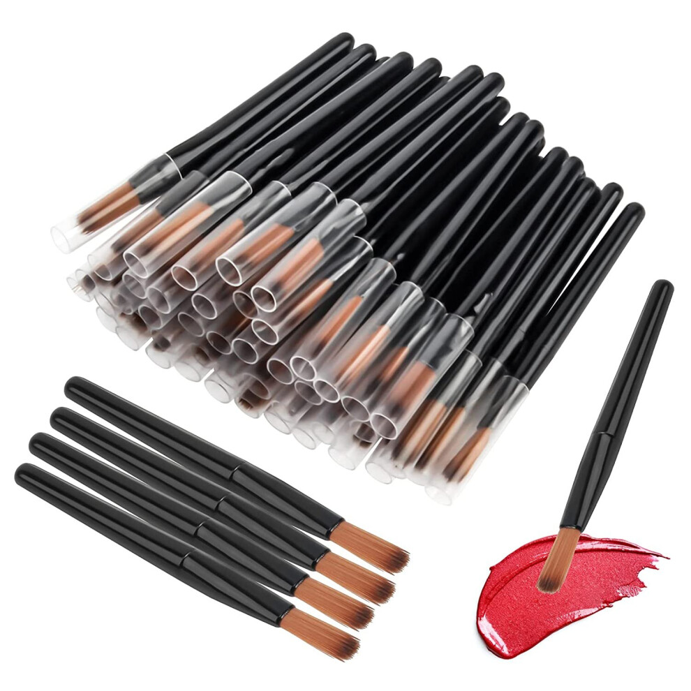 Xinyu 50Pcs/Set Lip Brushes, Disposable Lip Brush Lip Gloss Makeup Brush, Lipstick Gloss Wands Applicator Cosmetic Tool Kitsblack