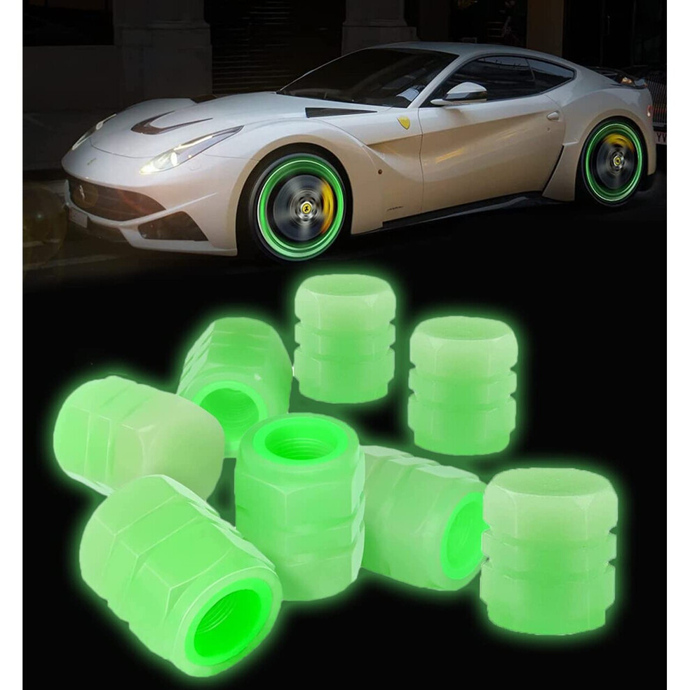 Tire Valve Stem Caps, 8Pcs Car Glow Tire Air Cap Covers, Universal Tire Valve Stem Covers Glowing In Dark 781238426007