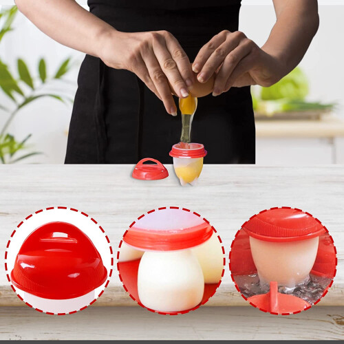 6 Pcs Egg Cooker, Silicone Non-stick Egg Boiler, No Shell Egg Cook Cups, Fast Poaching Egg 2