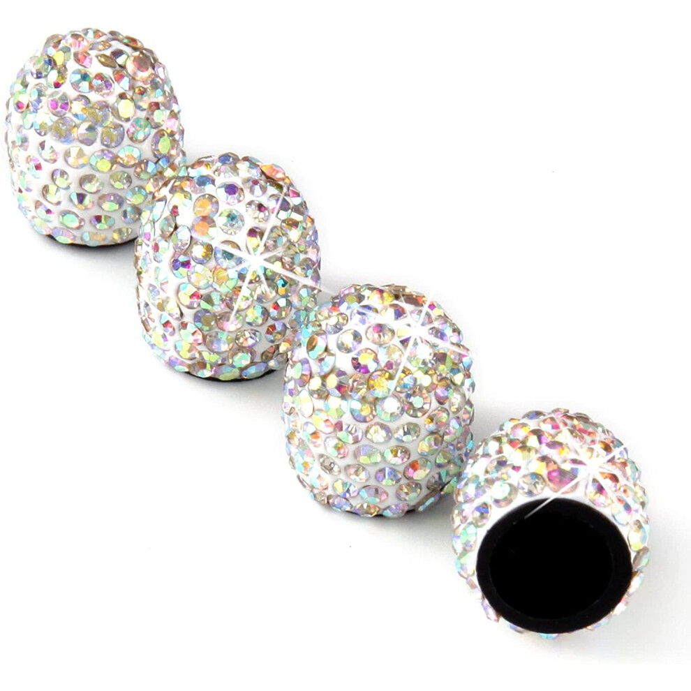 Bling Car Tire Valve Stem Caps, 4Pcs Universal Shinny Tire Air Valves Stem Caps, Sparkling Tire Valves Caps Dustproof 781238425970