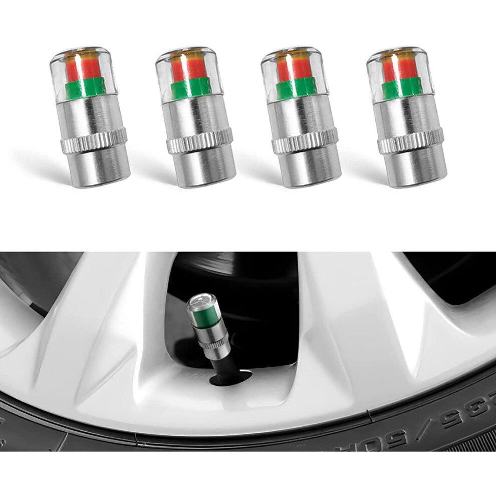 4Pcs Tire Pressure Monitor Valve Stem Caps, Universal 32Psi Car Tire Pressure Monitor Valve Stem Caps Sensor Indicator, 3 Colors Alarm Tire Indic 781238426076