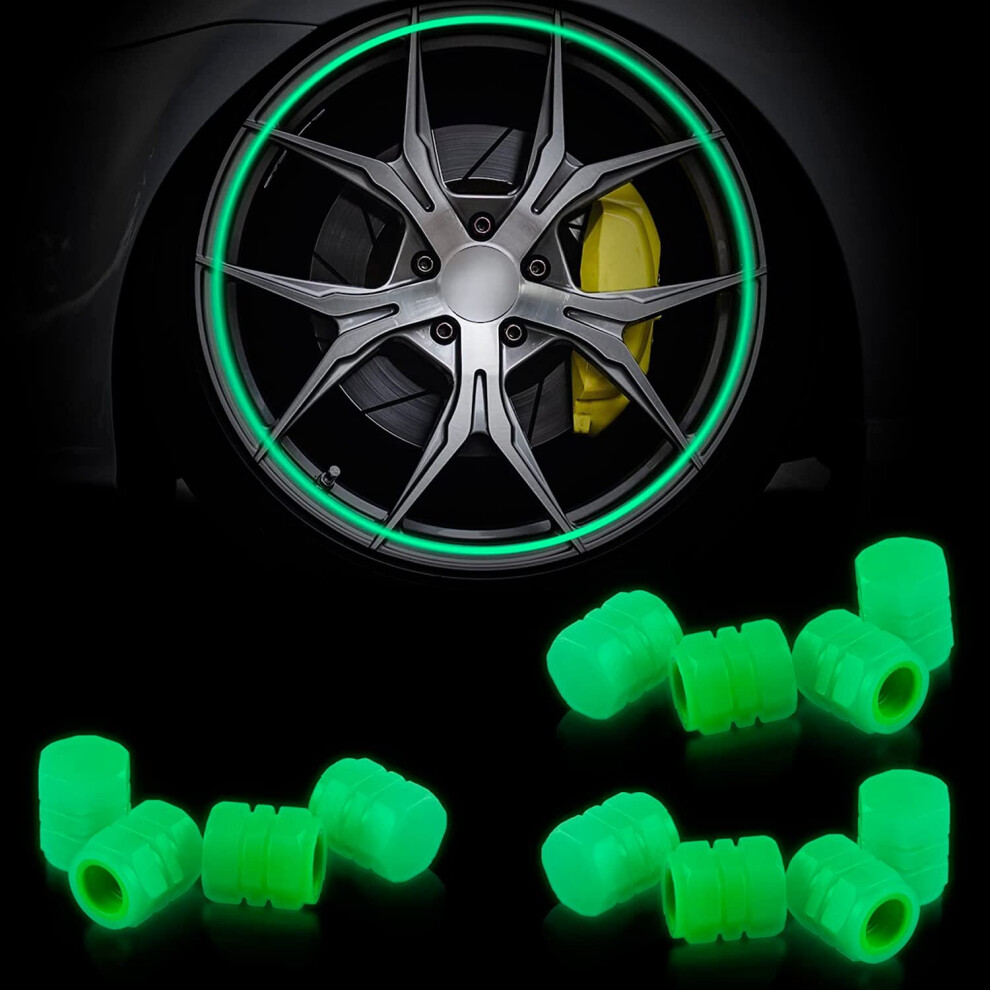 12Pcs Noctilucous Car Tire Valve Stem Caps, Glow In The Auto Tire Valve Cover, Lluminated Auto Wheel Valve Stem Caps, Car Accessories Dark 781238426069