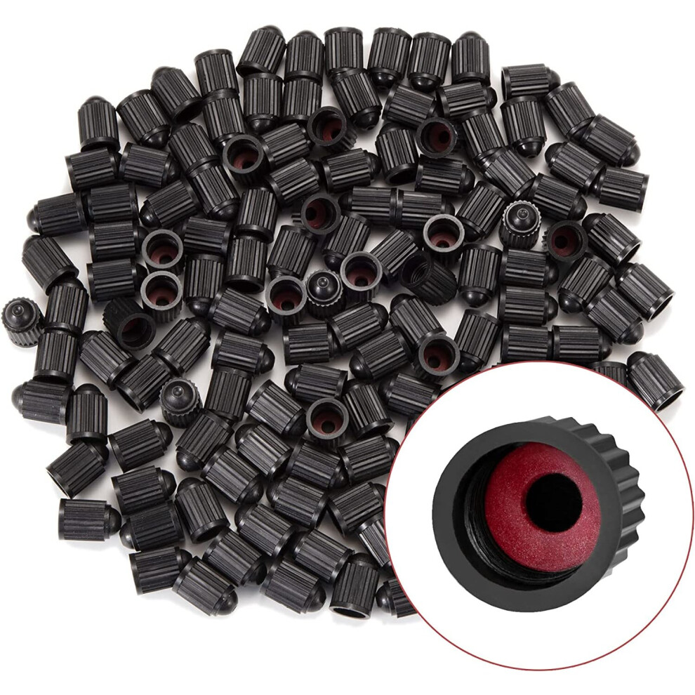 Tire Valve Stem Caps 200 Pcs Plastic Valve Caps With Sealing Ring,Valve Stem Caps General Black 781238426175