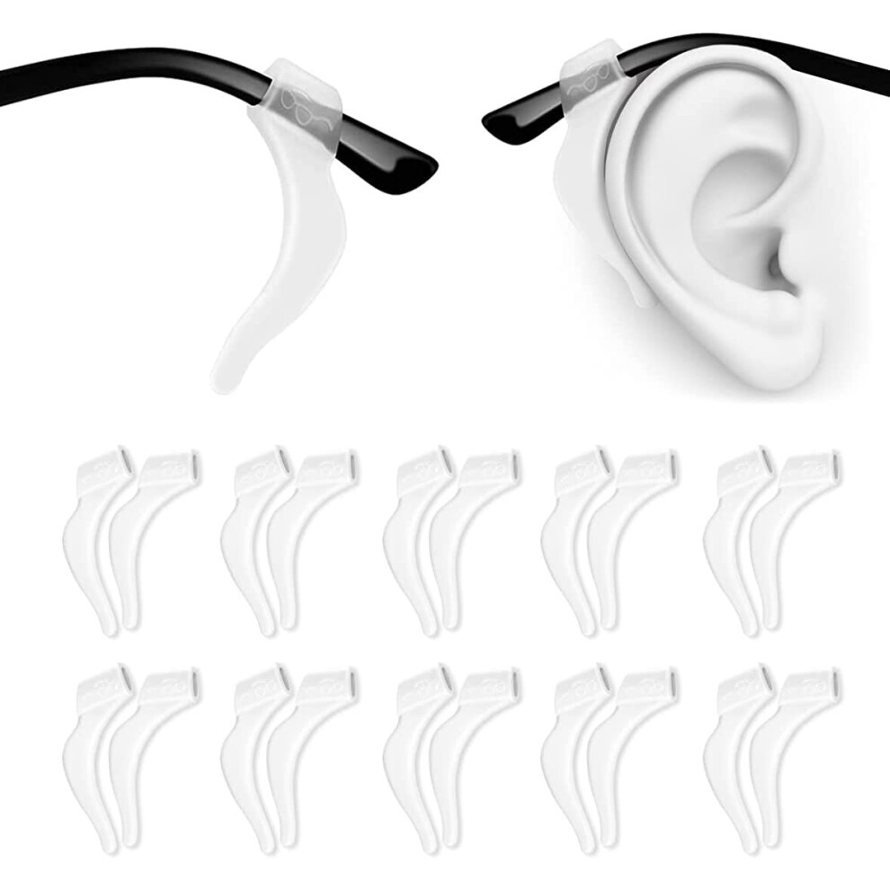 Xinyu Soft Silicone Eyeglass Ear Hooks, 10 Pairs Of Non-Slip Eyeglasses Ear Grips