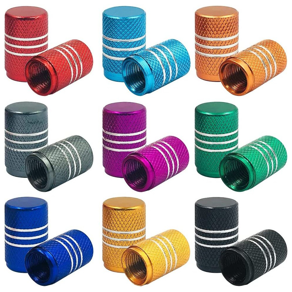 36 Pcs Tire Valve Stem Caps, Aluminium Tire Valve Cap Universal Valve Stem Covers Tire Caps Black/Blue/Dark 781238426243