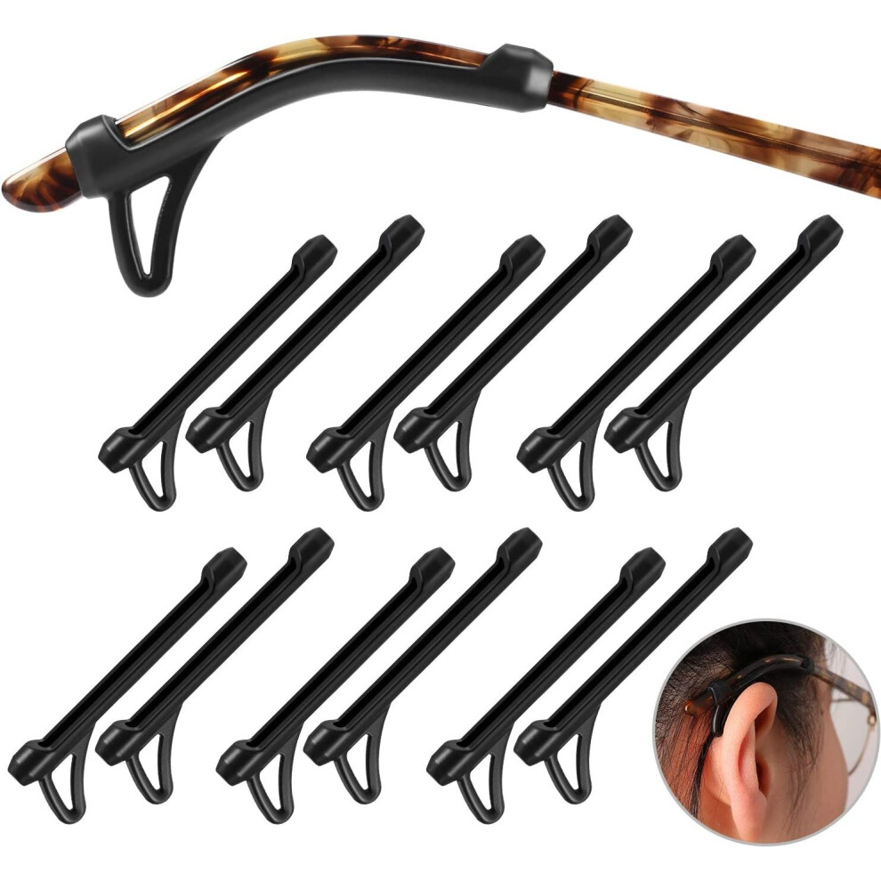 Xinyu Eyeglasses Ear Grips Sleeve-Upgrade Anti-Slip Eyewear Retainer-Sleeve With Hook Design-Soft And Comfort Glasses Ear Hooks 6Pairs Black