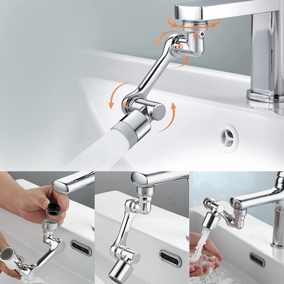 Universal 1080Â¡Ã£ Rotating Faucet Extender Aerator With 2 Sprayer Modes Swivel Robotic Arm Kitchen Sink Faucet Aerator Dual Function Bathroom Sink 781238422740